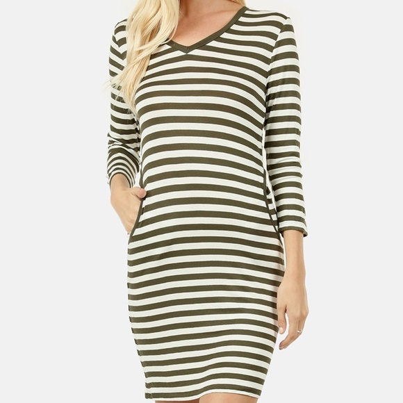 Women’s Striped Dress with hip pockets New - Picture 3 of 7